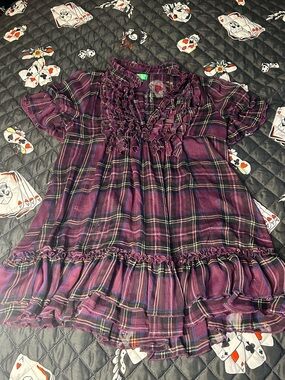 Freeway Plum Plaid Ruffle Blouse